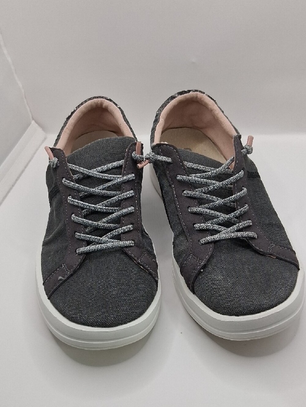HEY DUDE Gray Lace-Up Sneakers with Pink Accents - Picture 3 of 11